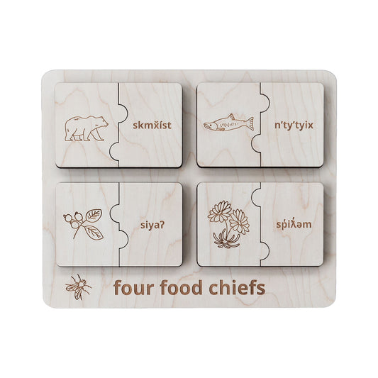 four food chiefs puzzle in nqilxʷcən